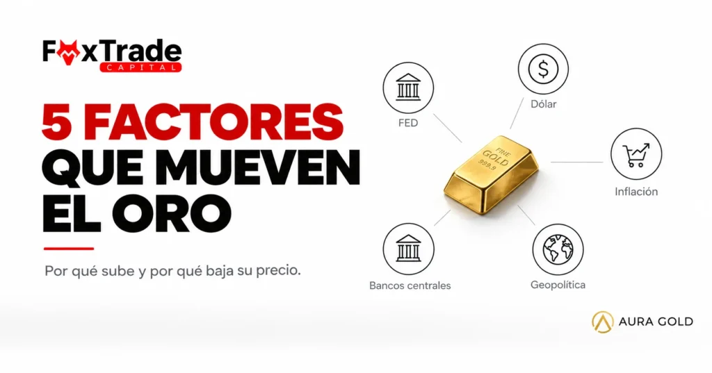 5 factores que mueven el precio del oro: FED, dólar, inflación, bancos centrales y geopolítica – FoxTrade Capital
